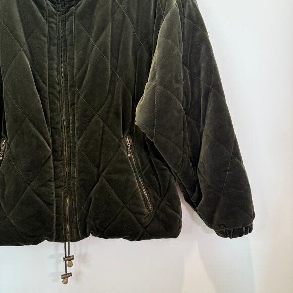 Y2K Talbots Velour Jacket XS Velvet Green Quilted Puffer Vintage - Picture 13 of 14